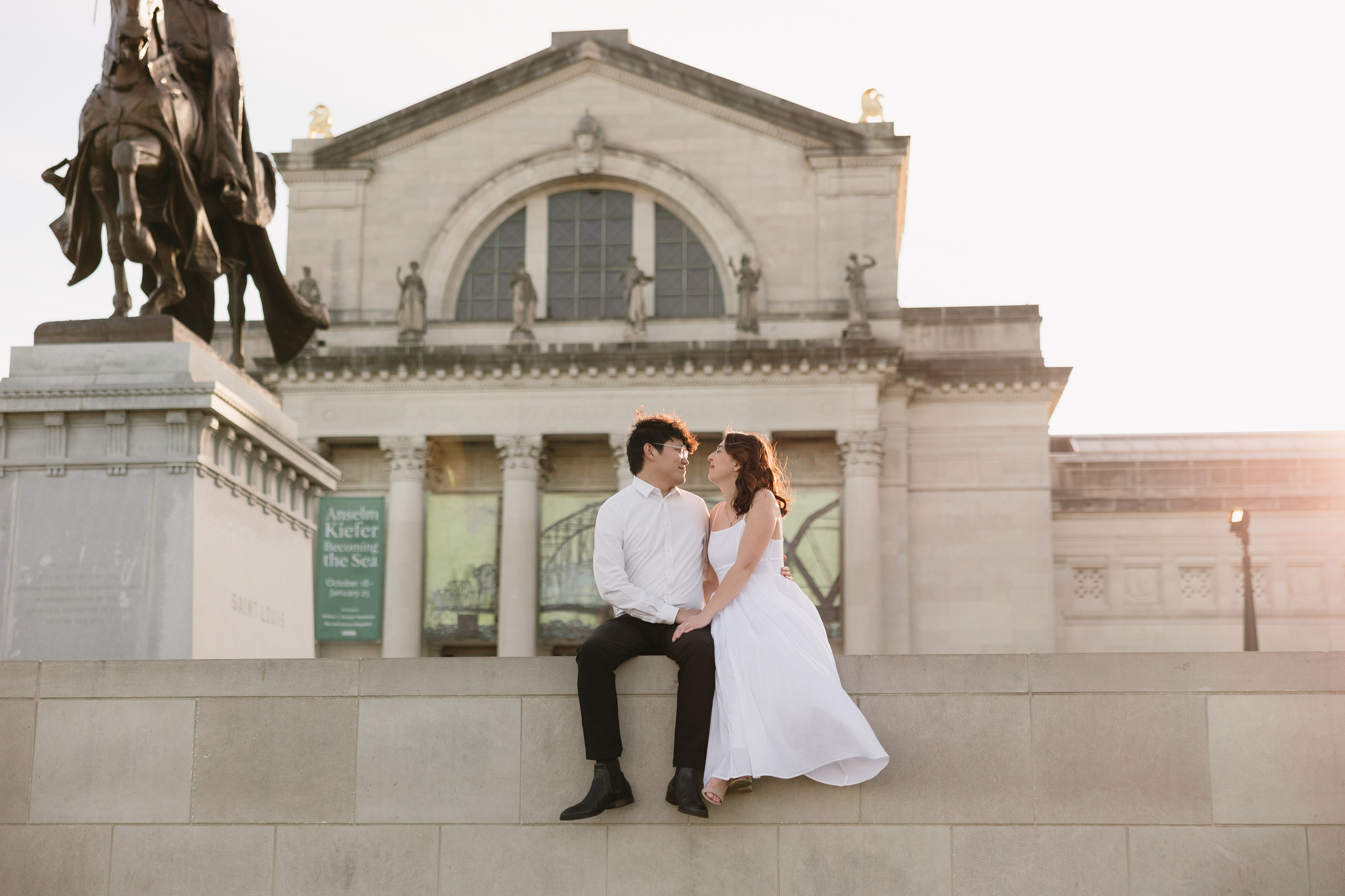 engaged couple at Art Hill
